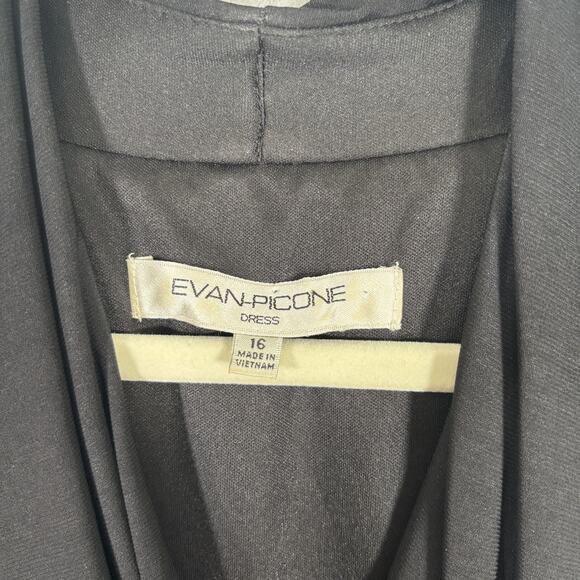 Evan Picone Dress 16 Teal Turquoise Flowy Ruched Slinky Knit Resort Cruise - Picture 4 of 11